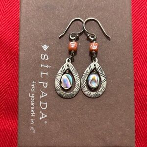 Silpada Silver and coral Teardrop Earrings W2168